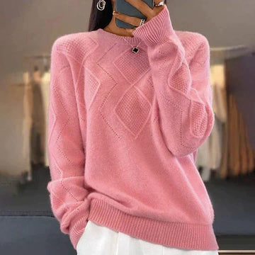 Jazmin - Chique Herfst Mooie Roze Effen Trui voor Vrouwen