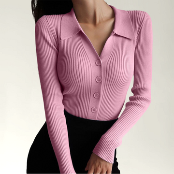 Piper - Stijlvolle Herfst Slim Fit Geribbelde Polo voor Vrouwen