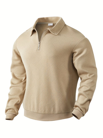 James - Klassieke Herfst Vintage Zip Trui met Geometrisch Patroon voor Mannen