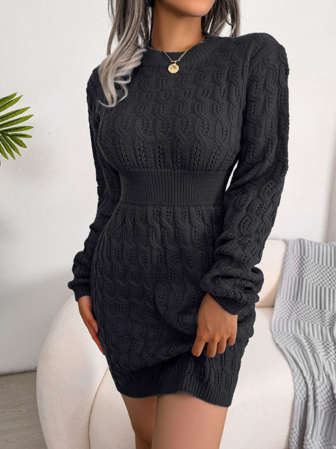 Deborah - Chique Herfst Kabeltrui Mini Wrap Jurk voor Vrouwen