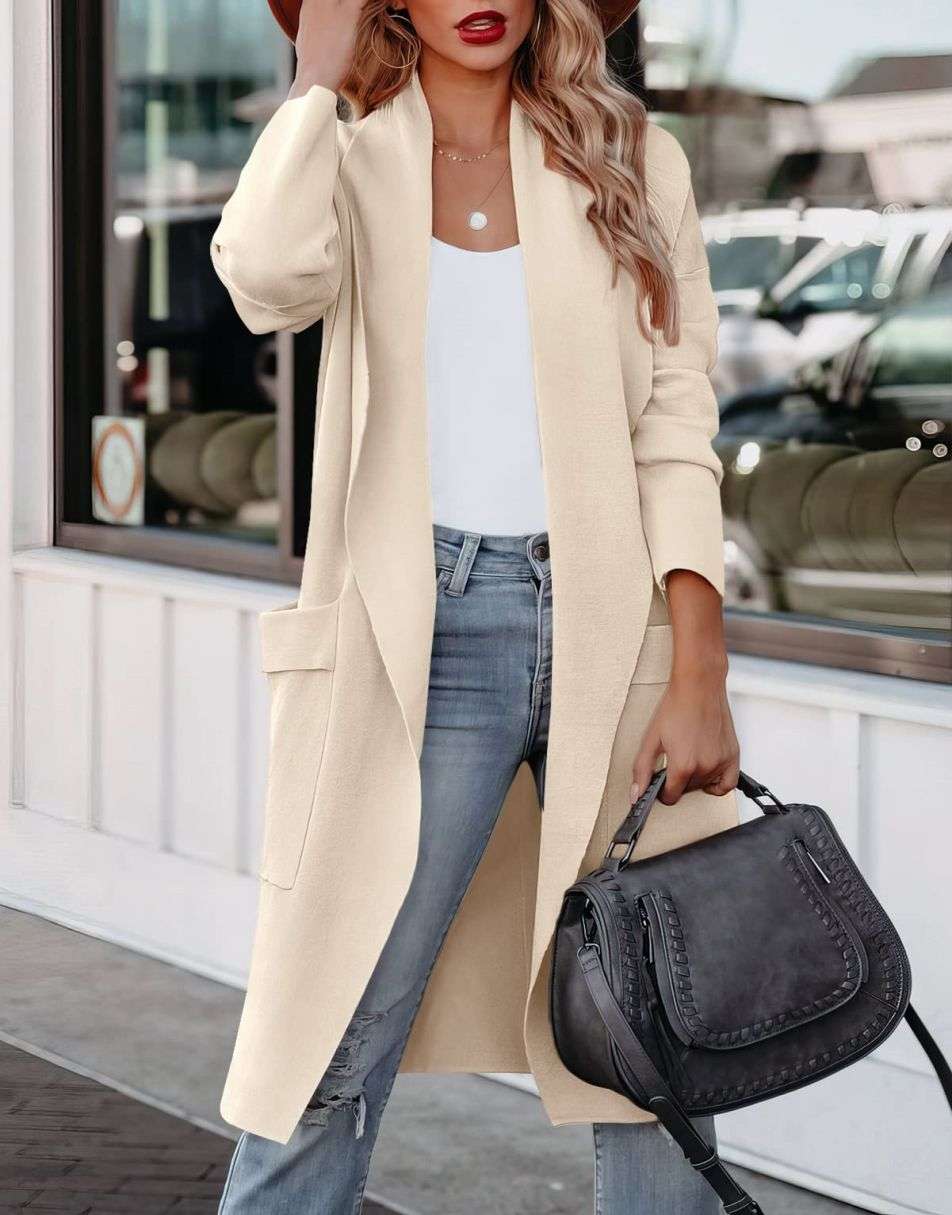 Marianna - Casual Herfst Open Gebreide Lange Trui voor Vrouwen