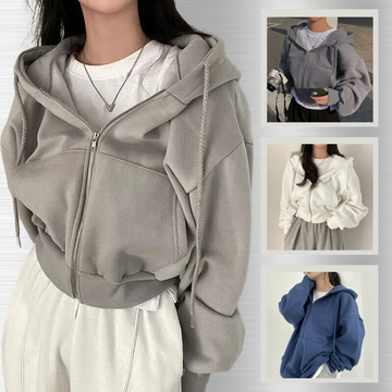 Sabrina - Streetwear Herfst Oversized Zip-Up Hoodie voor Vrouwen
