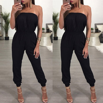 Sarah - Stijlvolle Zwarte Strapless Jumpsuit voor Dames