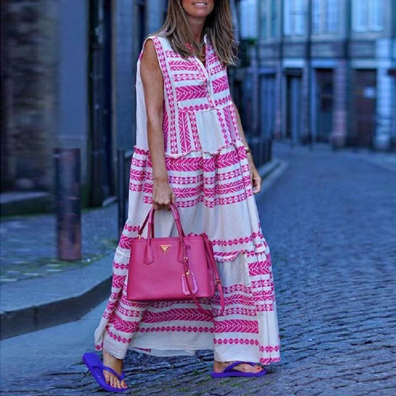 Janine - Stijlvolle Roze Mouwloze Jurk voor Vrouwen