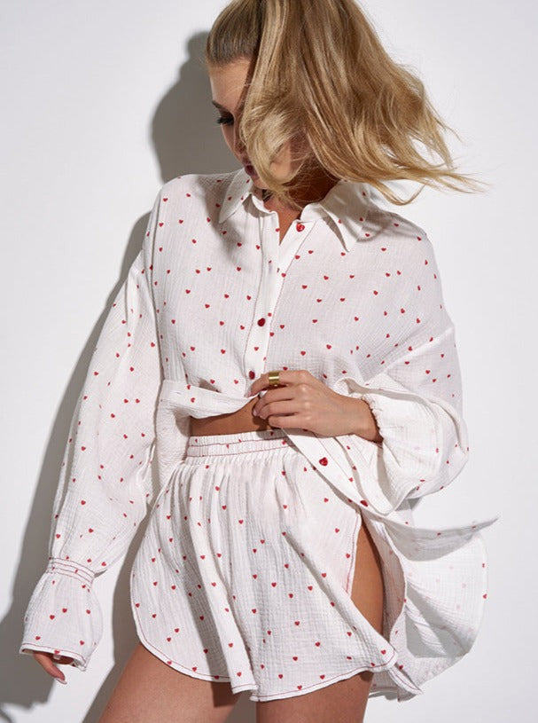 Jodie - Comfortabele Set met Korte Broek en Lange Mouwen Shirt voor Vrouwen