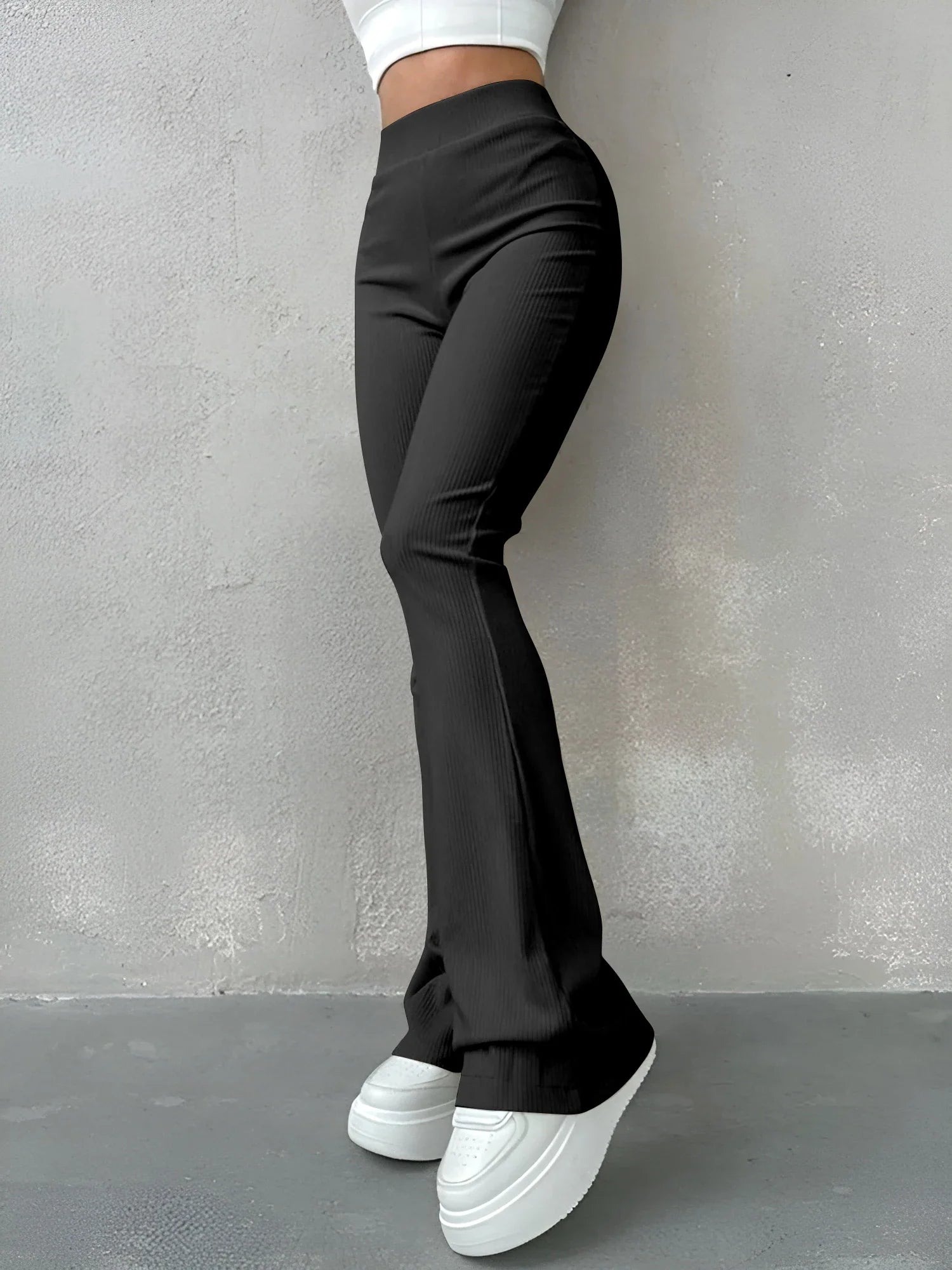 Kendall - Chique Herfst Geribbelde Flared Broek voor Vrouwen