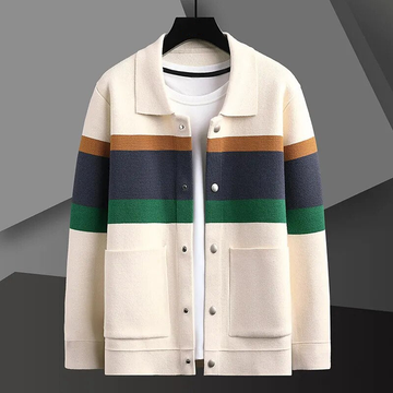 Lance - Comfortabele en Stijlvolle Gestreepte Matching Herfst Cardigan voor Mannen