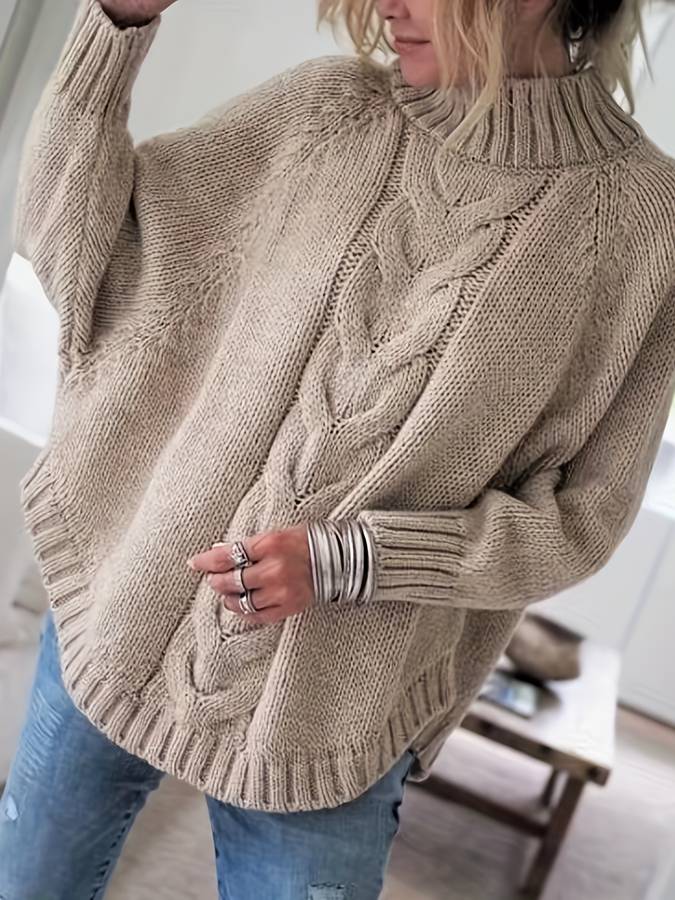 Ainhoa - Bohemian Herfst Trui met Vleermuismouwen voor Vrouwen