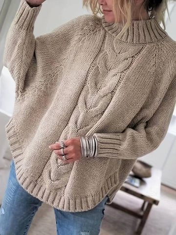 Ainhoa - Bohemian Herfst Trui met Vleermuismouwen voor Vrouwen