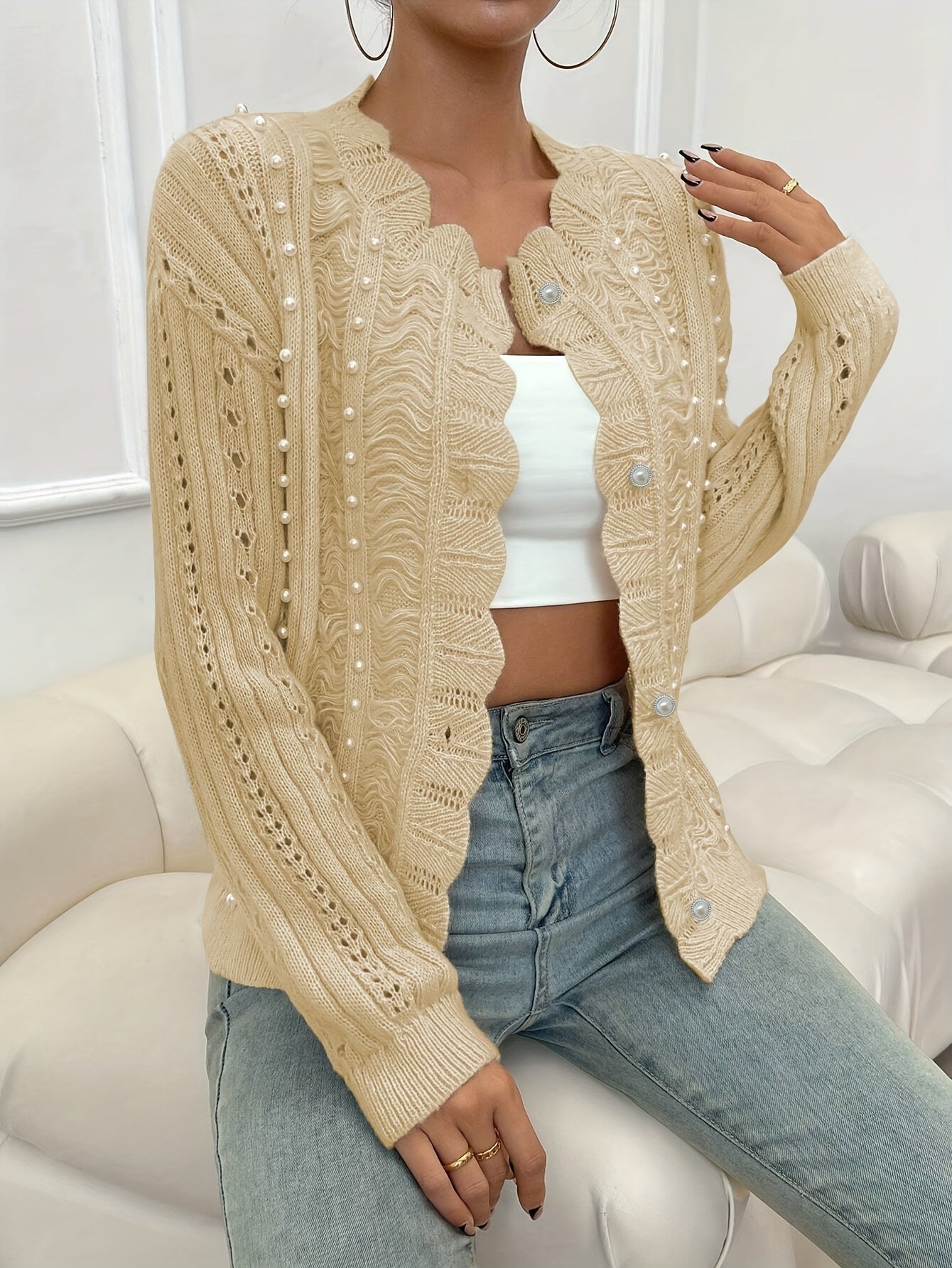 Crystal - Stijlvolle Chique Herfst Zachte Gebreide Knoopsluiting Vest voor Vrouwen