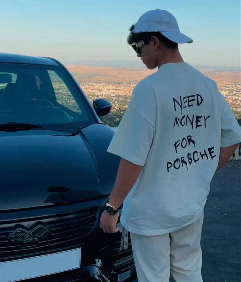 Mark - 'Need Money For Porsche' Heren Vintage T-Shirt