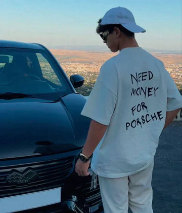 Mark - 'Need Money For Porsche' Heren Vintage T-Shirt