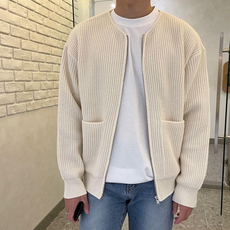Philip - Stijlvolle Ronde Hals Herfst Cardigan Jas voor Mannen